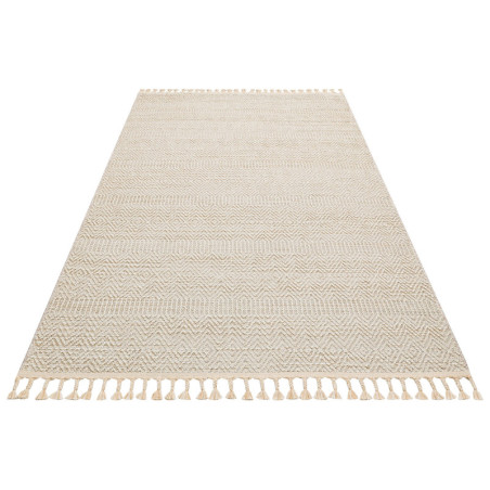 Tapis d'entrée en polypropylène beige 80 x 150 cm - tissage plat - poils 10 mm