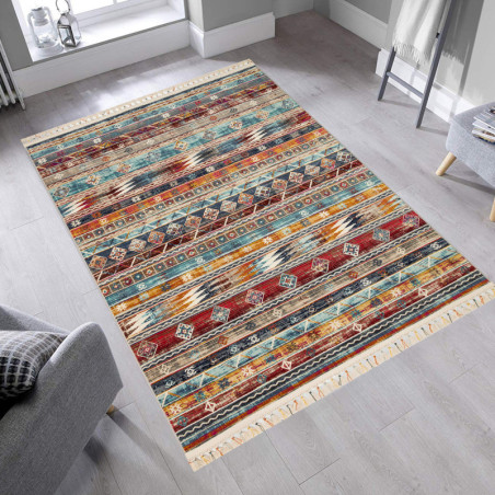 Tapis multicolore en polypropylène 120 x 180 cm - poils 6 mm - tissé à la machine