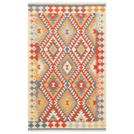 Tapis en coton multicolore 120 x 180 cm - tissé à plat sans poils - lavable en machine