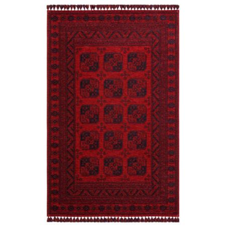 Tapis d'entrée en chenille acrylique et polyester rouge 80 x 150 cm - antidérapant et sans poils