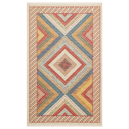 Grand tapis en coton rouge 160 x 230 cm - sans poils - lavable en machine
