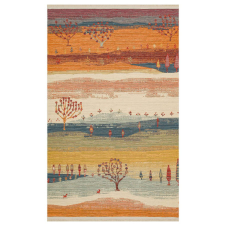 Tapis en coton rouge tuile 160 x 230 cm - tissage plat sans poils - lavable à 30 °C