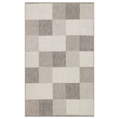Tapis long en coton gris 100 x 300 cm - tissage plat sans poils - lavable à 30 °C