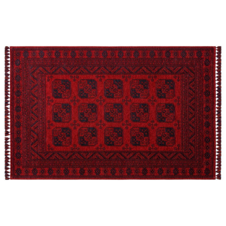 Tapis de couloir en chenille acrylique et polyester rouge 80 x 300 cm - antidérapant sans poils