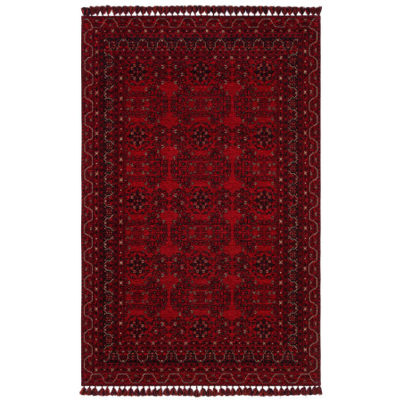 Tapis long en chenille acrylique et polyester rouge 80 x 300 cm - tissage plat antidérapant