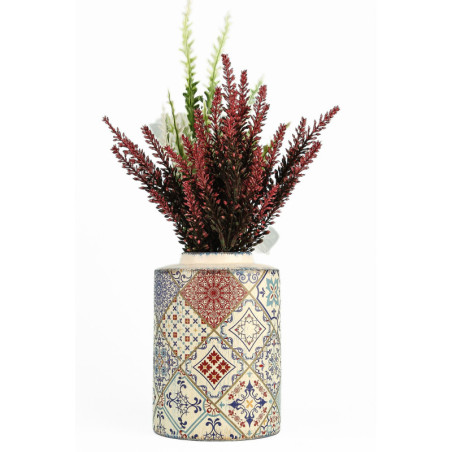 Pot décoratif en céramique multicolore Ø 12 x H 17 cm - peint à la main