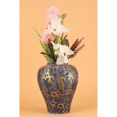 Pot décoratif en céramique multicolore Ø 16 x H 19 cm - peint à la main