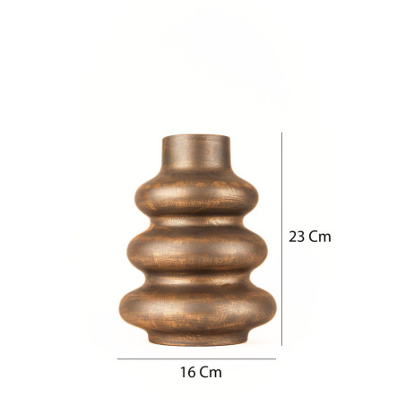 Pot décoratif en céramique brun Ø 19 x H 18,5 cm - peint à la main
