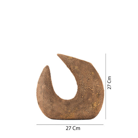 Pot décoratif en céramique brun L 27 x H 27 cm - peint à la main