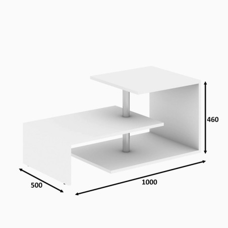 Table basse en panneau de particules mélaminé blanc 100 x 46 x 50 cm