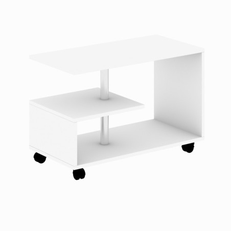 Table basse en panneau de particules mélaminé blanc 80 x 52,5 x 40 cm