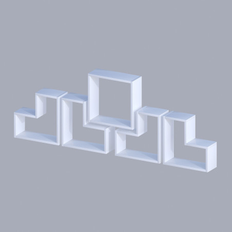 Étagère murale en panneaux de particules mélaminés blanc - 180 x 59,3 x 15 cm - Nombreuses étagères