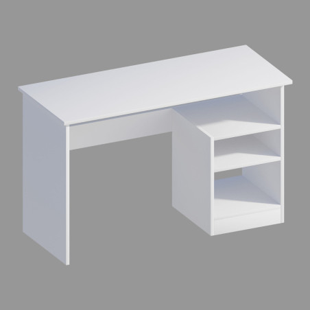Bureau en panneaux de particules mélaminés blanc - 90 x 75 x 60 cm - Rangements intégrés