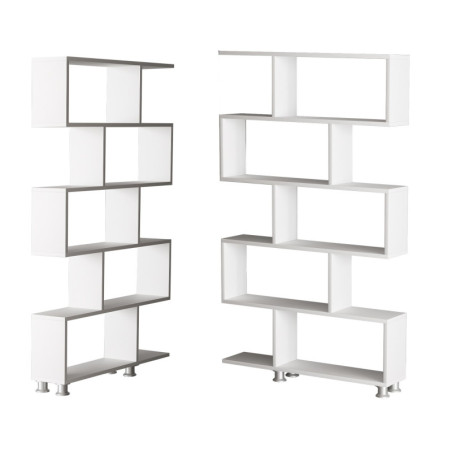 Bibliothèque en panneaux de particules mélaminés blanc - 90 x 156 x 20 cm - Étagères ouvertes