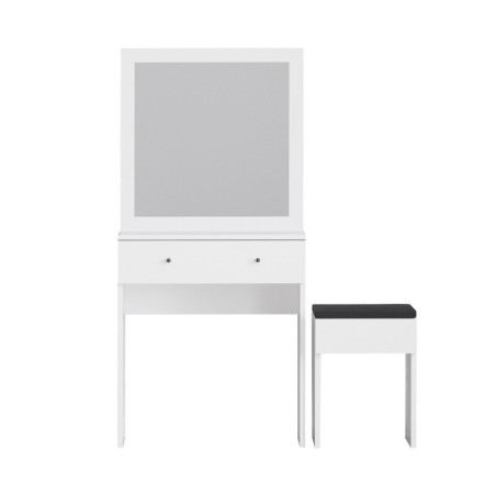 Coiffeuse en panneaux de particules mélaminés blanc - Miroir et rangements