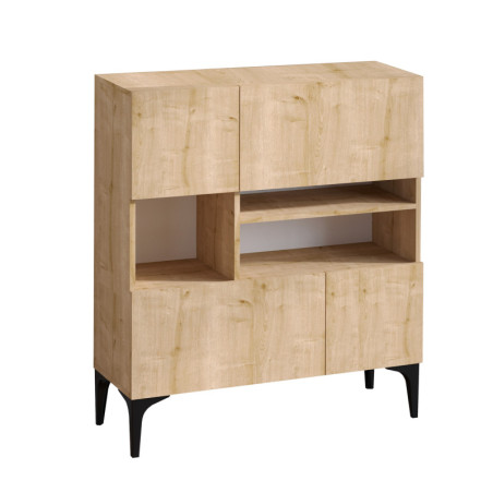 Console en panneaux de particules mélaminés décor chêne saphir - Rangements intégrés