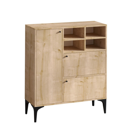 Console en panneaux de particules mélaminés décor chêne saphir - Rangements intégrés