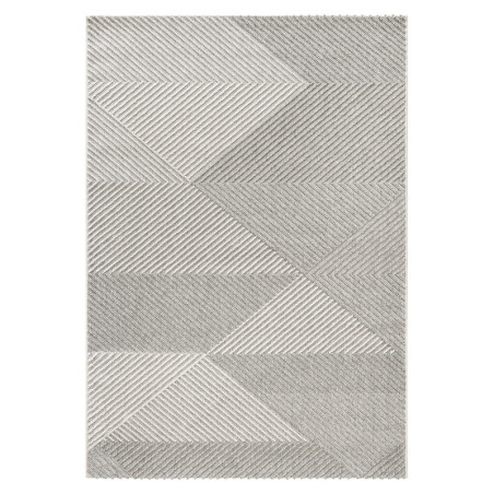 Tapis en polypropylène crème et gris - 60 x 100 cm - Tissé à la machine