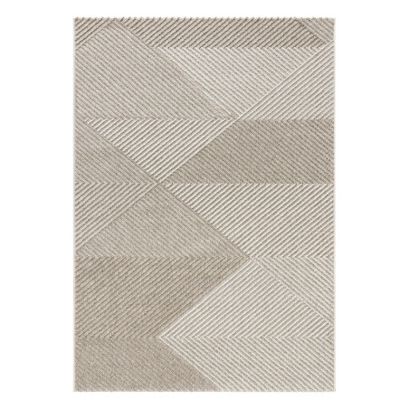 Tapis en polypropylène crème et beige - 80 x 150 cm - Tissé à la machine