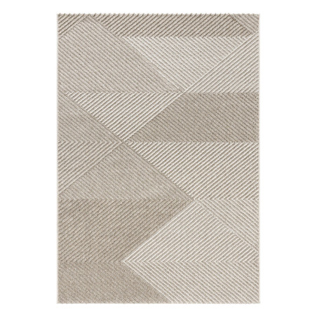 Tapis en polypropylène crème et beige - 100 x 200 cm - Tissé à la machine