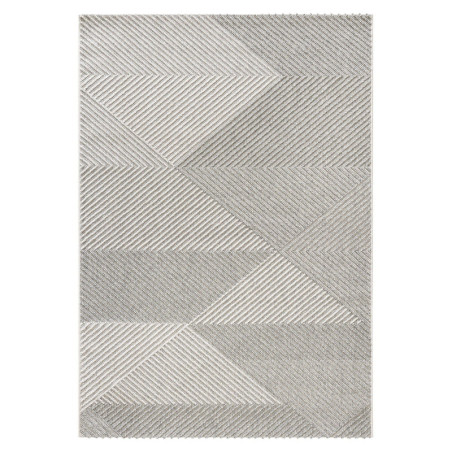 Tapis en polypropylène crème et gris - 120 x 180 cm - Tissé à la machine