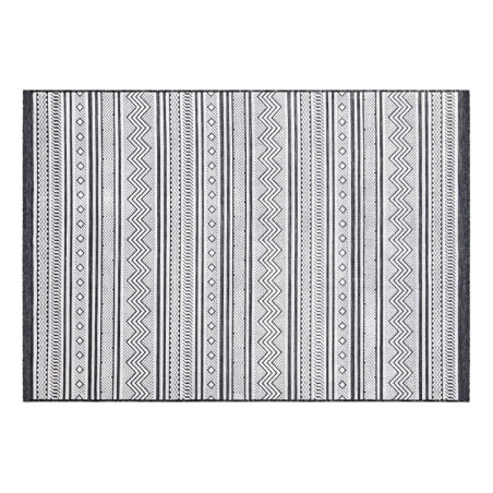 Tapis en polyester noir et blanc - 98 x 200 cm - Tissé à la machine