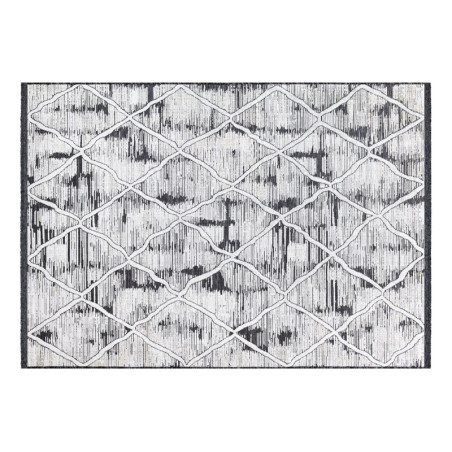 Grand tapis en polyester et coton crème et cannelle - 160 x 230 cm - Tissé à la machine