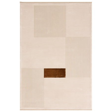 Grand tapis en polyester noir et blanc - 196 x 290 cm - Tissé à la machine