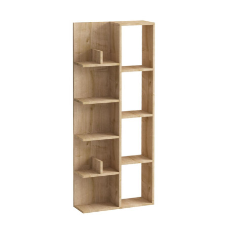 Bibliothèque en bois MDF mélaminé décor chêne - 60 x 150 x 18 cm - Étagères ouvertes