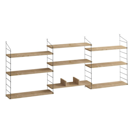 Bibliothèque en bois MDF mélaminé décor chêne - 60 x 150 x 18 cm - Étagères ouvertes