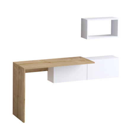 Bureau en bois MDF mélaminé blanc et décor chêne - Dimensions à compléter