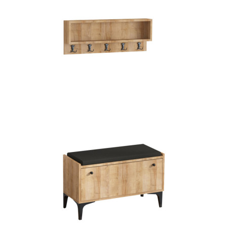 Meuble à chaussures en bois MDF mélaminé décor chêne - Dimensions à compléter - Nombreux rangements