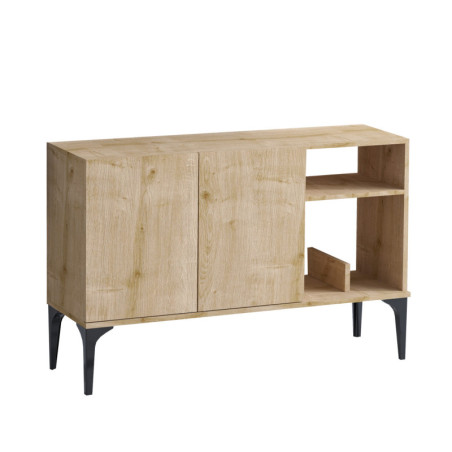Console en bois MDF mélaminé décor chêne saphir et noir - Dimensions à compléter