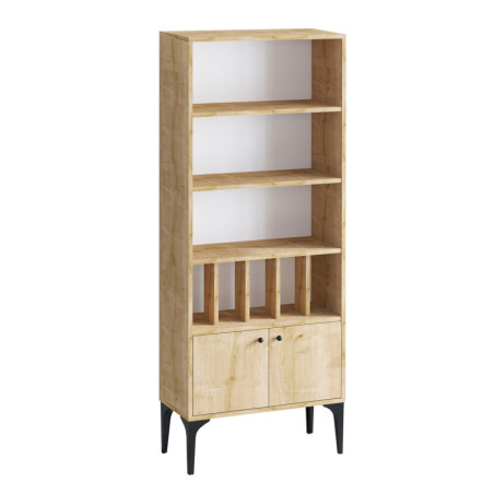 Bibliothèque en bois MDF mélaminé décor chêne saphir - 60 x 175 x 30 cm - Étagères ouvertes