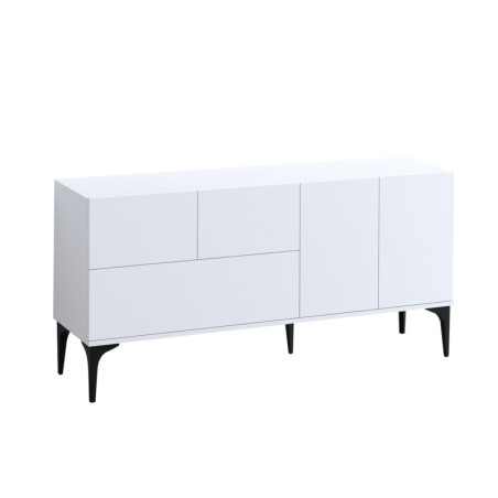 Console en bois MDF mélaminé blanc et noir - 150 x 75 x 35 cm