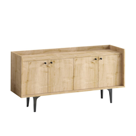 Console en bois MDF mélaminé décor chêne saphir - 150 x 80 x 40 cm
