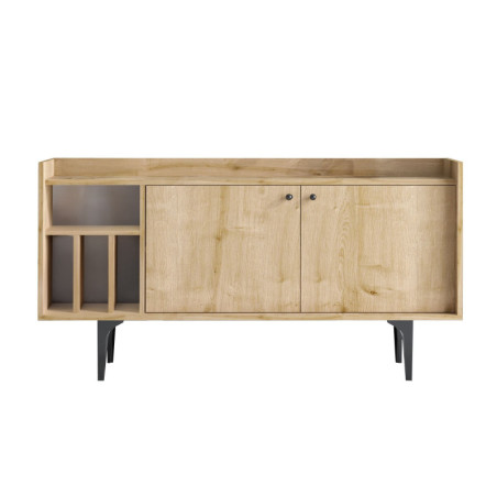 Console en bois MDF mélaminé décor chêne saphir - 150 x 80 x 40 cm