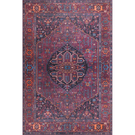 Tapis en polyester rouge bordeaux - 75 x 150 cm - Poils 4 mm - Lavable en machine