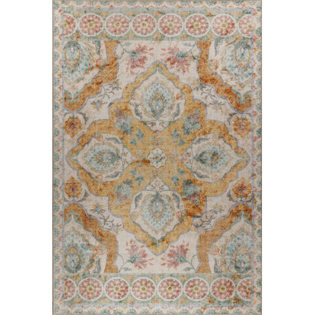 Grand tapis en polyester multicolore - 150 x 230 cm - Poils 4 mm - Lavable en machine