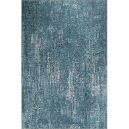 Grand tapis en polyester bleu - 150 x 230 cm - Poils 4 mm - Dessous tissé - Lavable en machine
