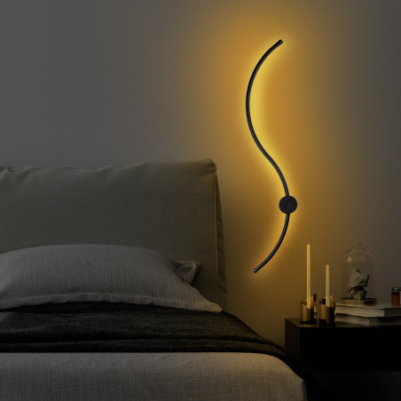 Applique murale Lampe en métal noir - 90 x 17 x 10 cm - LED SMD 14W 3000K - IP20