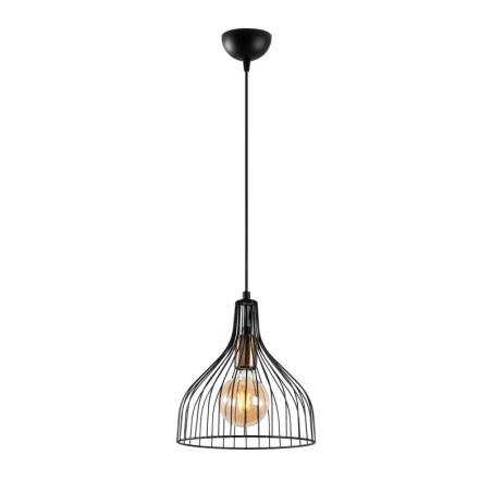 Suspension Luminaire en métal noir antique - 25 x 25 x H 123 cm réglable - 1 x E27 Max 40W - Industriel