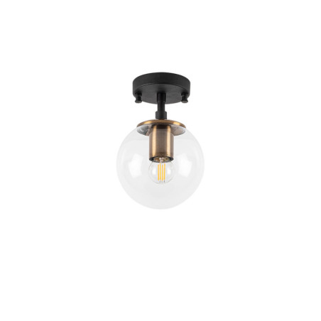 Suspension Luminaire en métal noir antique avec verre - 23 x 15 x 15 cm