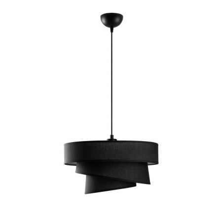 Suspension Luminaire en métal noir avec abat-jour tissu - 40 x 40 x H 120 cm - Hauteur réglable