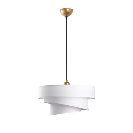Suspension Luminaire en métal blanc avec abat-jour tissu - 40 x 40 x H 120 cm - Hauteur réglable