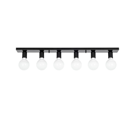 Suspension Luminaire en métal noir et blanc - 91 x 10 x 10 cm - 6 x E27 Max 40W