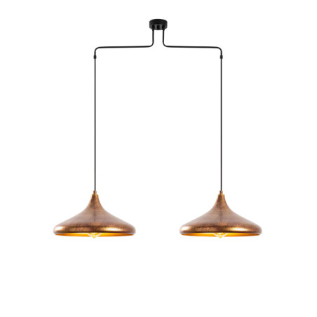 Suspension Luminaire en métal finition patinée - 100 x 35 x H 132 cm - Hauteur réglable - 2 x E27 Max 40W - IP20