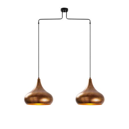Suspension Luminaire en métal finition patinée - 95 x 26 x H 141 cm - 2 x E27 Max 40W - IP20