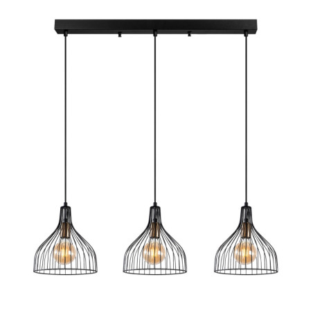Suspension Luminaire en métal noir antique - 94 x 25 x H 121 cm - 3 x E27 Max 40W - IP20