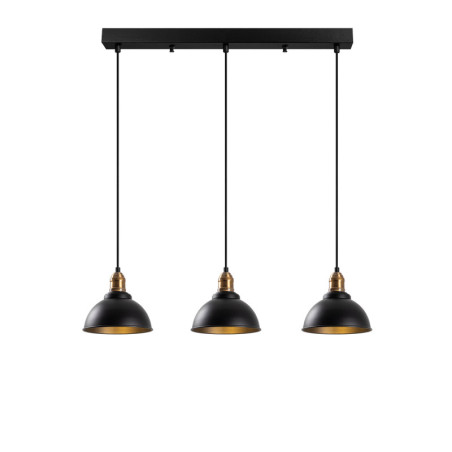 Suspension Luminaire en métal noir antique - 70 x 21 x H 117 cm - 3 x E27 Max 40W - IP20